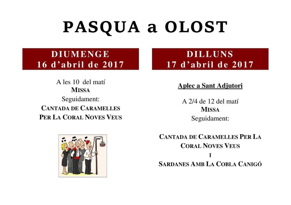 Actes per les festes de Pasqua a Olost